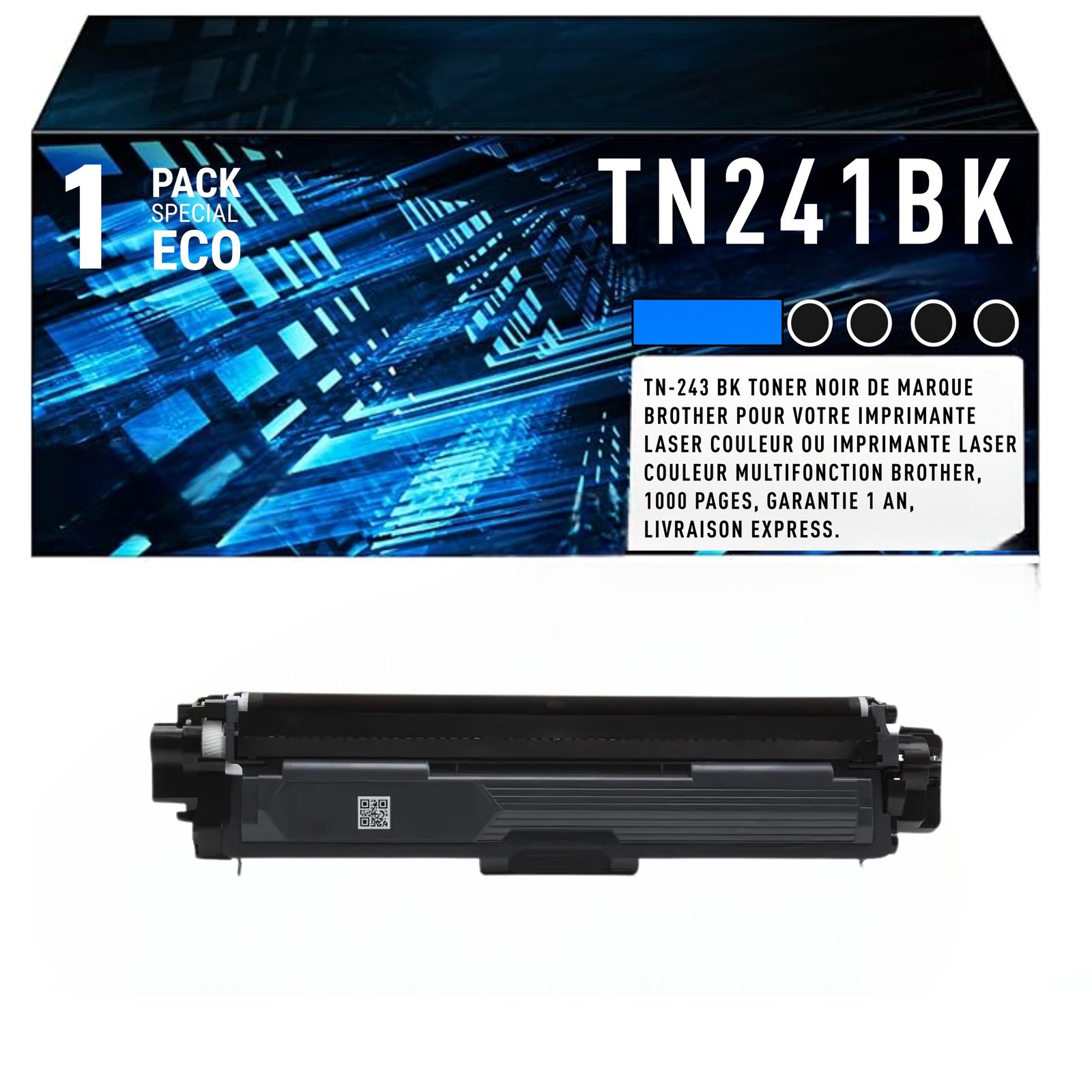 10 Cartouche de Toner Noire Brother TN-241BK – 2 500 pages – Image 1