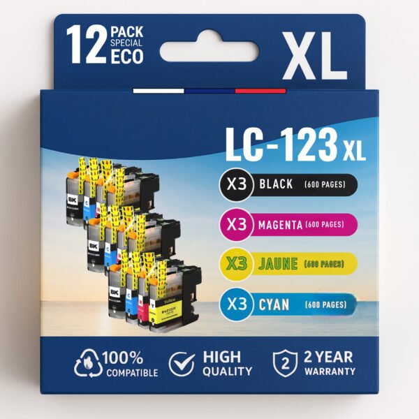 Pack compatible BROTHER LC-123 12 cartouches