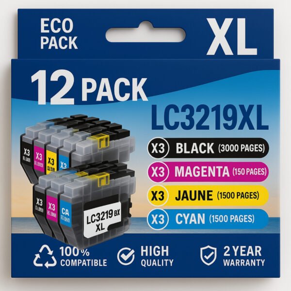 Pack 12 cartouches compatibles BROTHER LC3219 XL