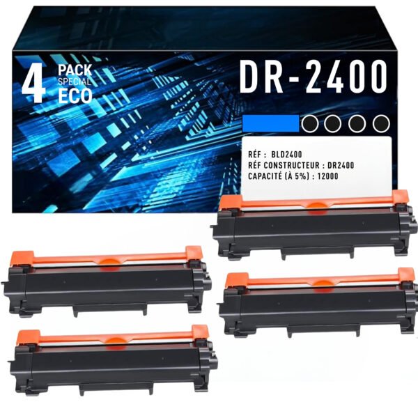 Pack de 4 Tambours Compatibles Brother DR-2400 – Rendement Élevé