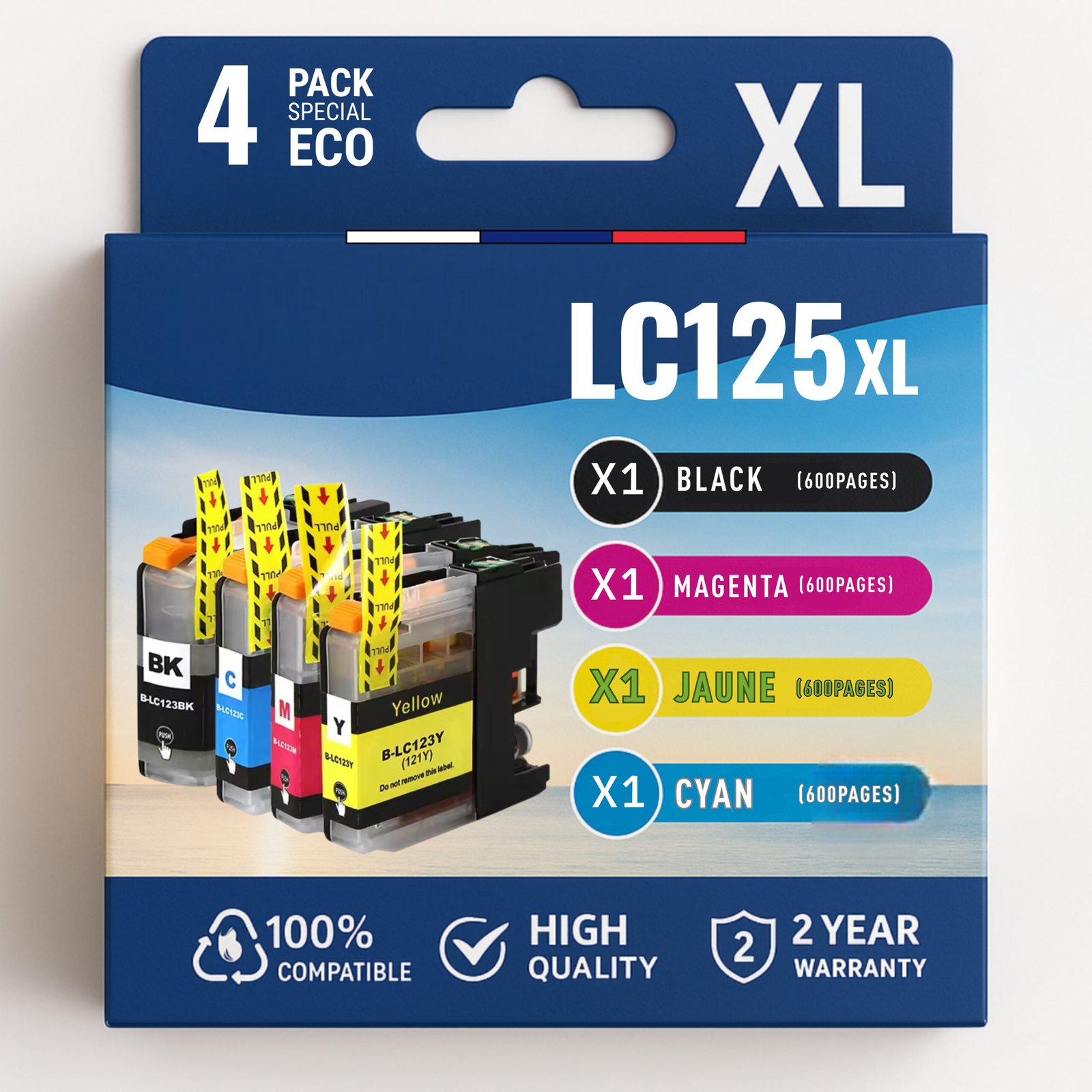 21 pack de 4 cartouches compatibles BROTHER LC-125 – Image 1