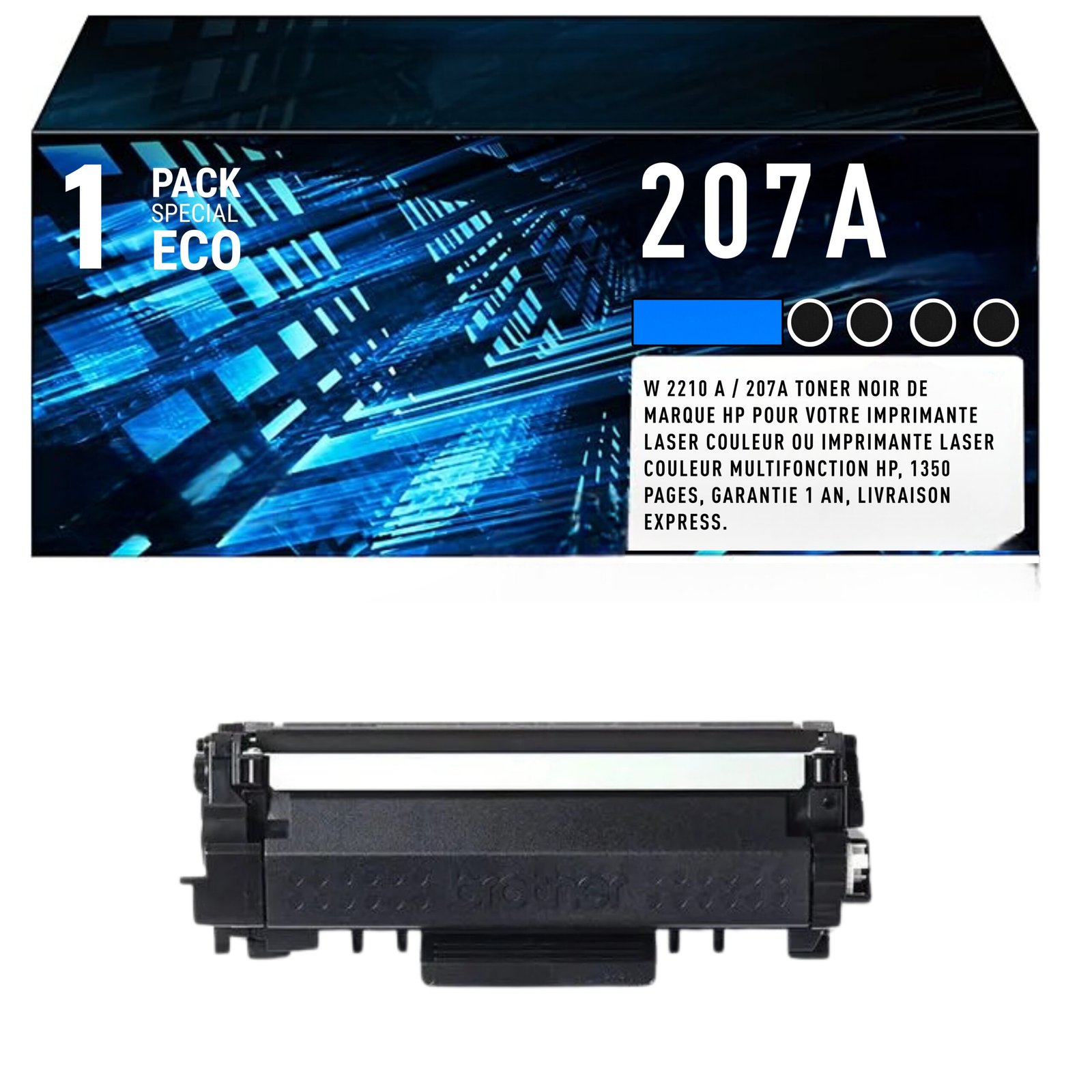26 Cartouche de Toner Noire HP 207A (W2210A) – 1 350 pages – Image 1