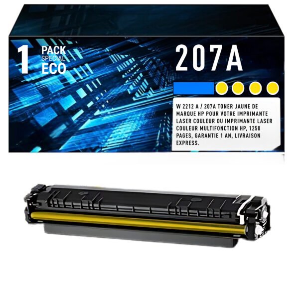 Cartouche de Toner Jaune HP 207A (W2212A) – 1 250 pages