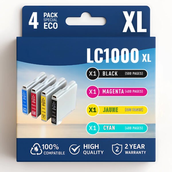 Pack compatible BROTHER LC1000, 4 cartouches