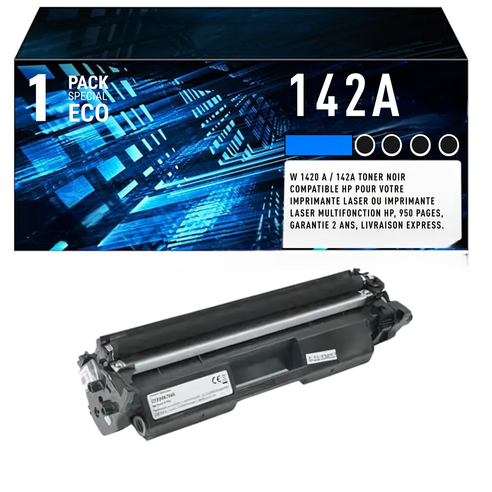 32 Cartouche de Toner Noire HP 142A (W1420A) – 950 pages – Image 1