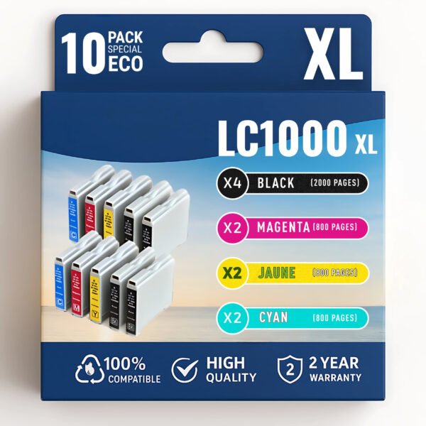 Pack 10 cartouches compatibles BROTHER LC-1000