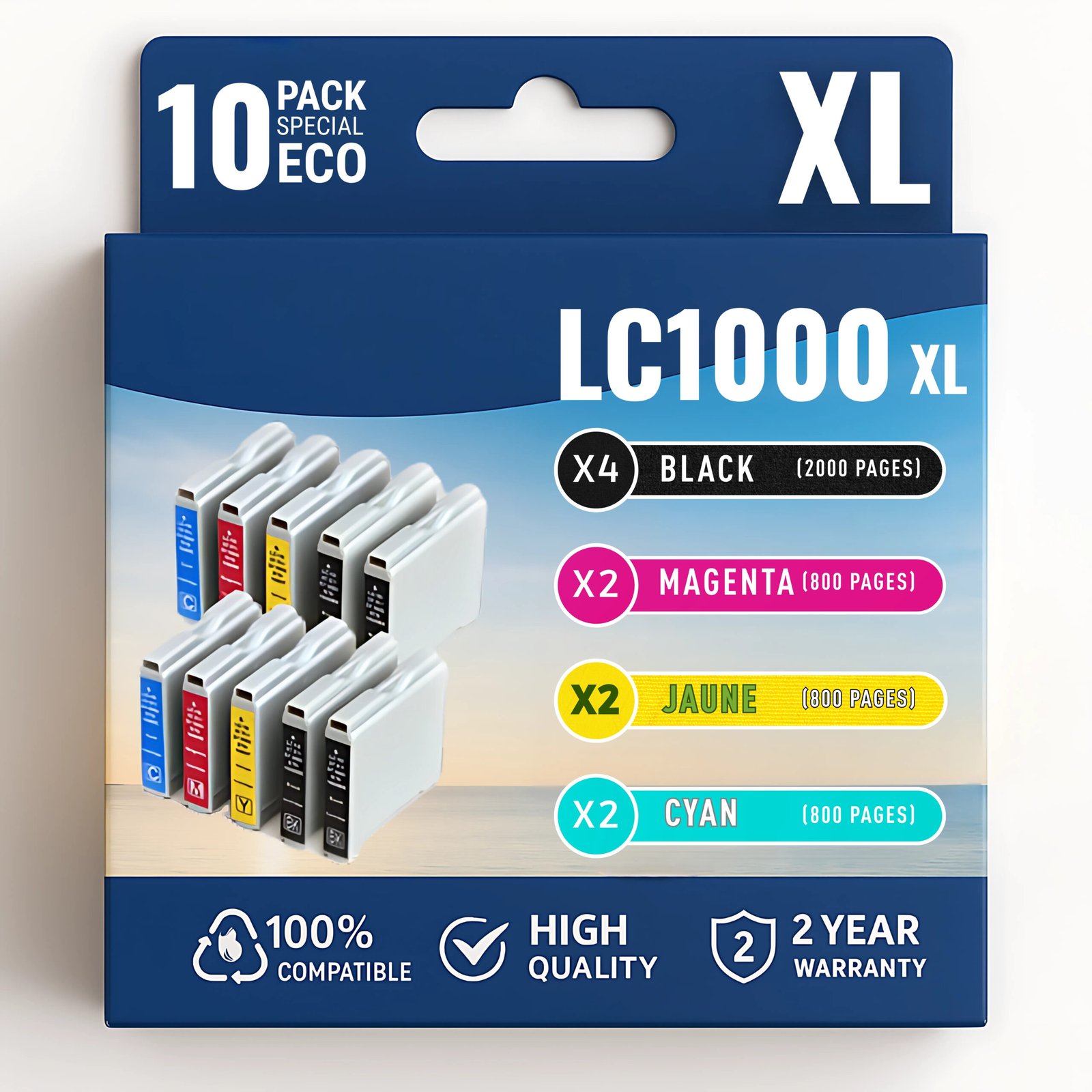 32 Pack 10 cartouches compatibles BROTHER LC-1000 – Image 1