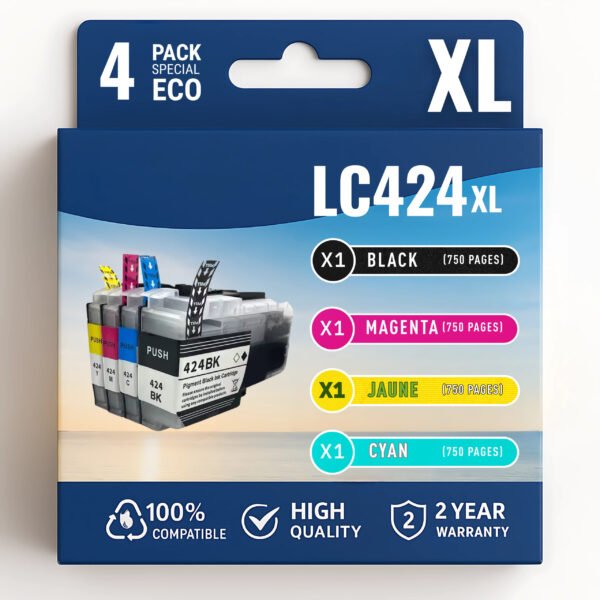 Pack compatible BROTHER LC424, 4 cartouches