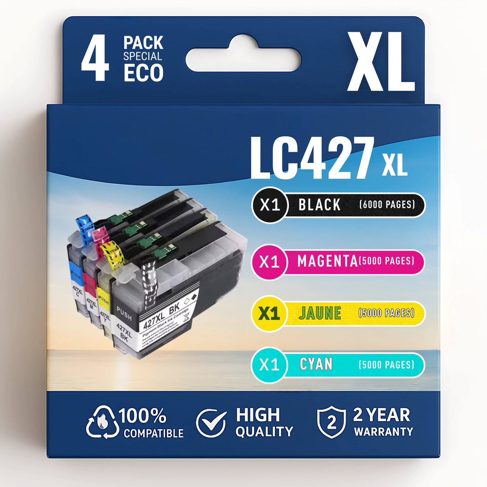 36 Pack compatible BROTHER LC427 XL, 4 cartouches – Image 1