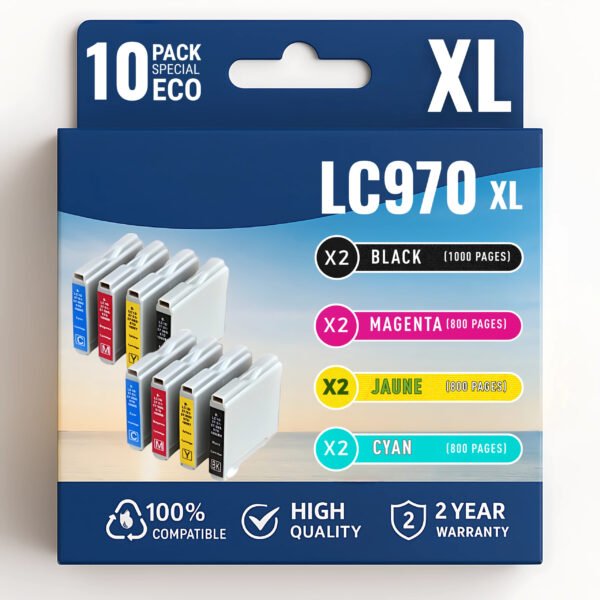 Pack 10 cartouches compatibles BROTHER LC-970