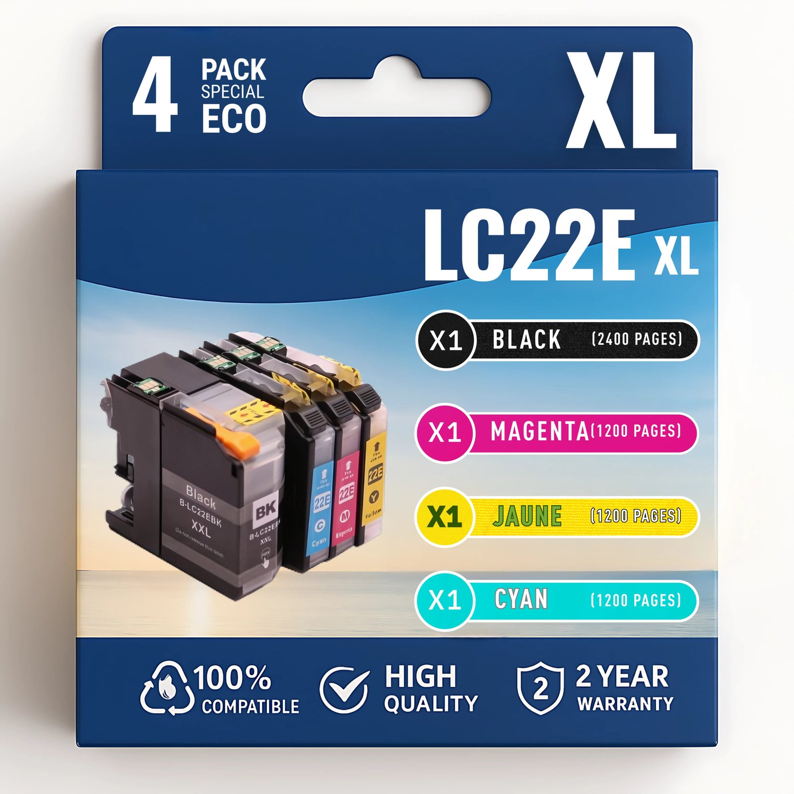 43 Pack compatible avec BROTHER LC-22e XL 4 cartouches – Image 1