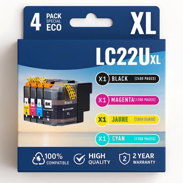 Pack compatible avec BROTHER LC-22U 4 cartouches