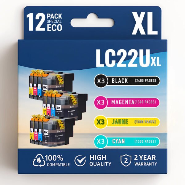 Pack compatible avec BROTHER LC-22U 12 cartouches