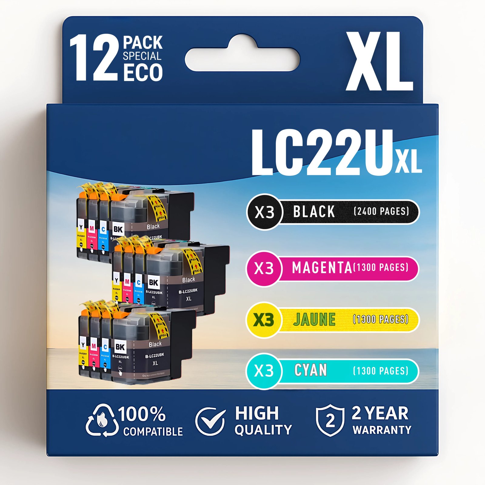 48 Pack compatible avec BROTHER LC-22U 12 cartouches – Image 1