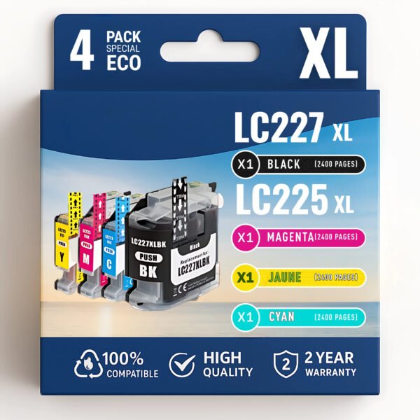 Pack 4 cartouche compatible BROTHER LC227XL, LC225XL