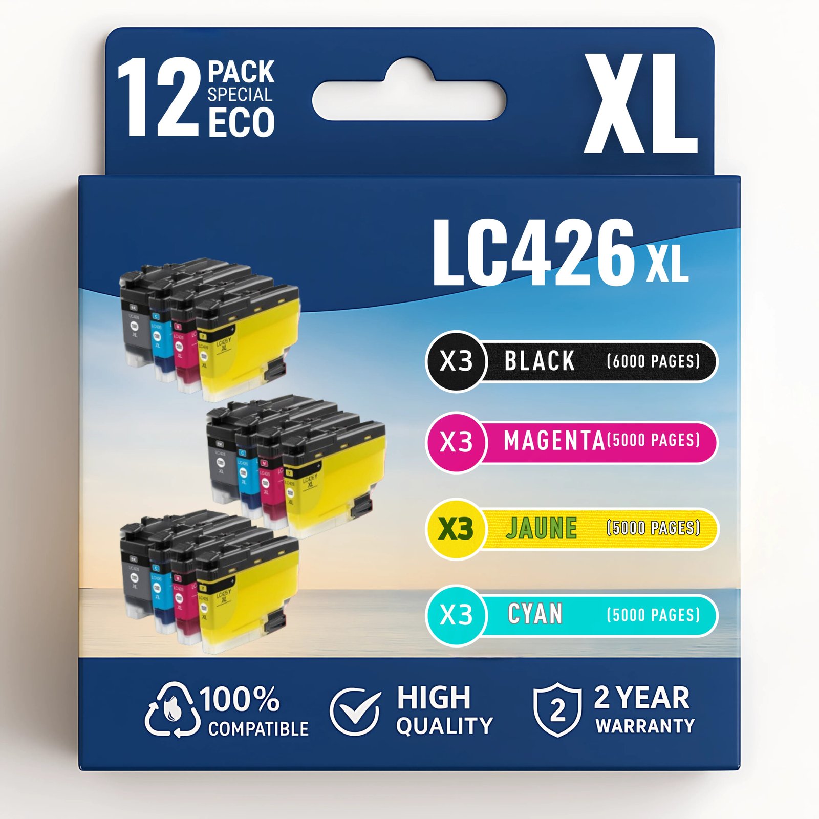 55 Pack compatible BROTHER LC426XL, 12 cartouches – Image 1