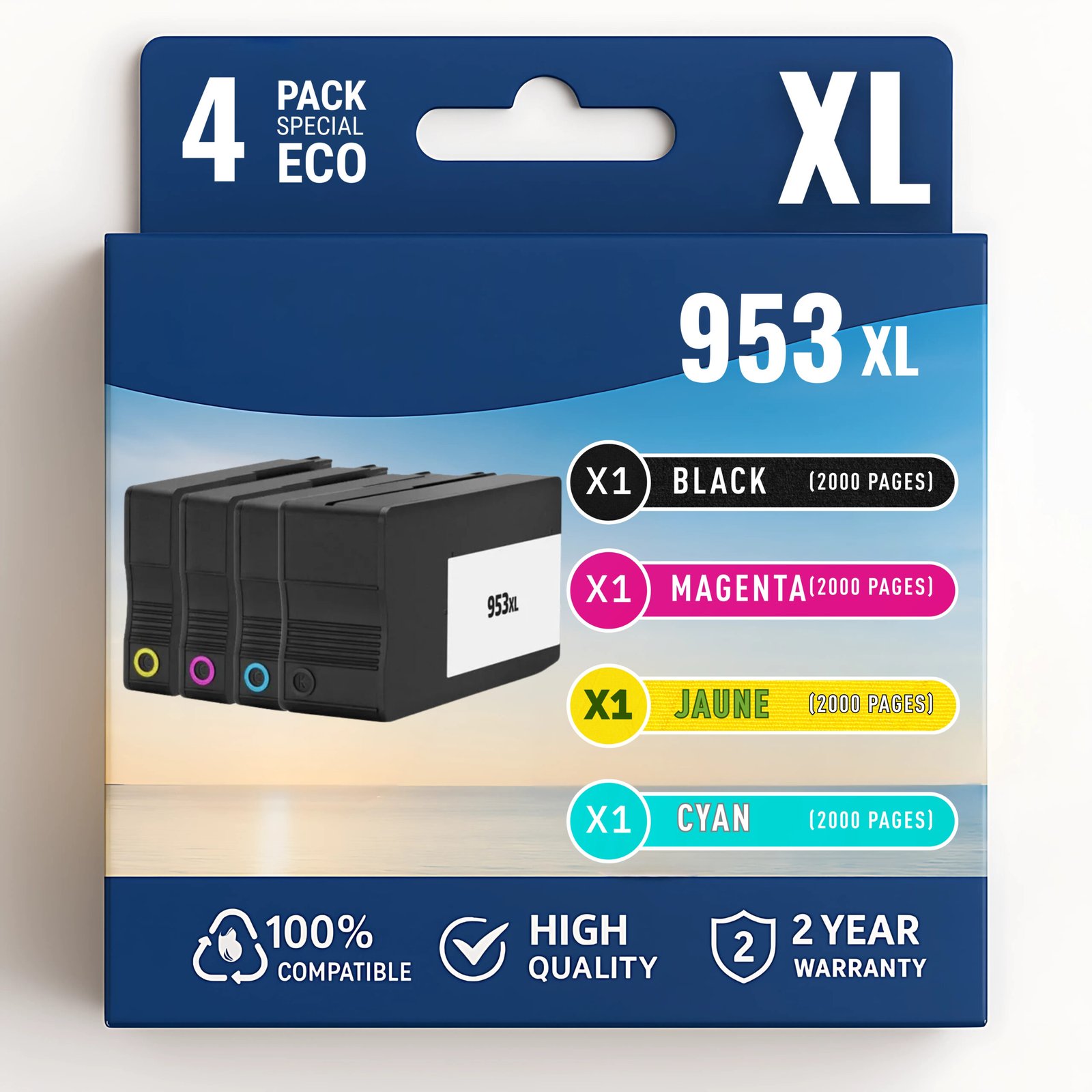 56 Pack 4 Cartouches compatibles HP 953 XL – Image 1
