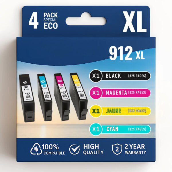 Pack de 4 Cartouches Compatibles HP 912XL