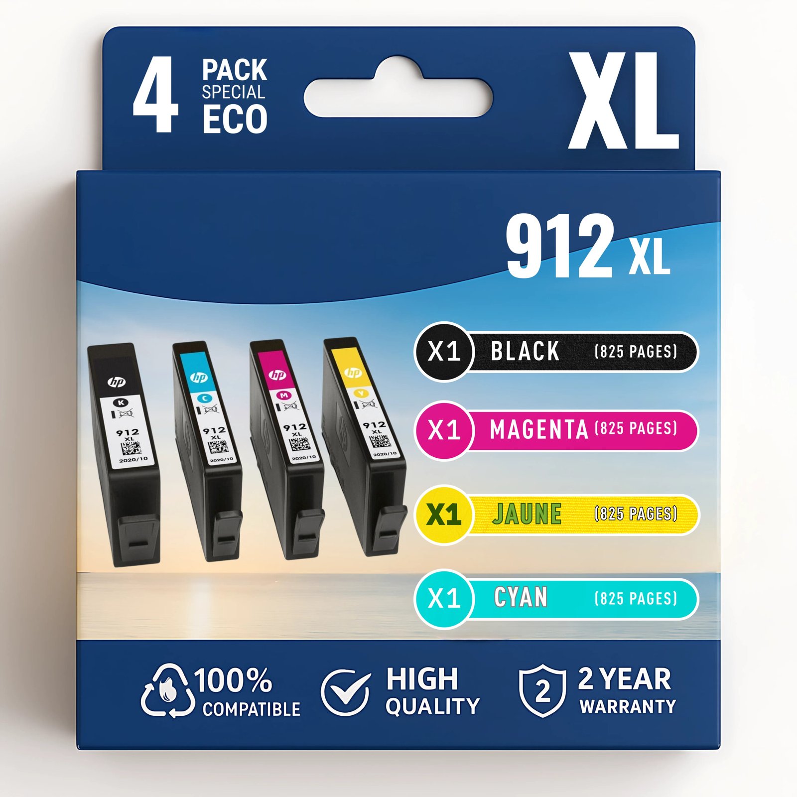 58 Pack de 4 Cartouches Compatibles HP 912XL – Image 1