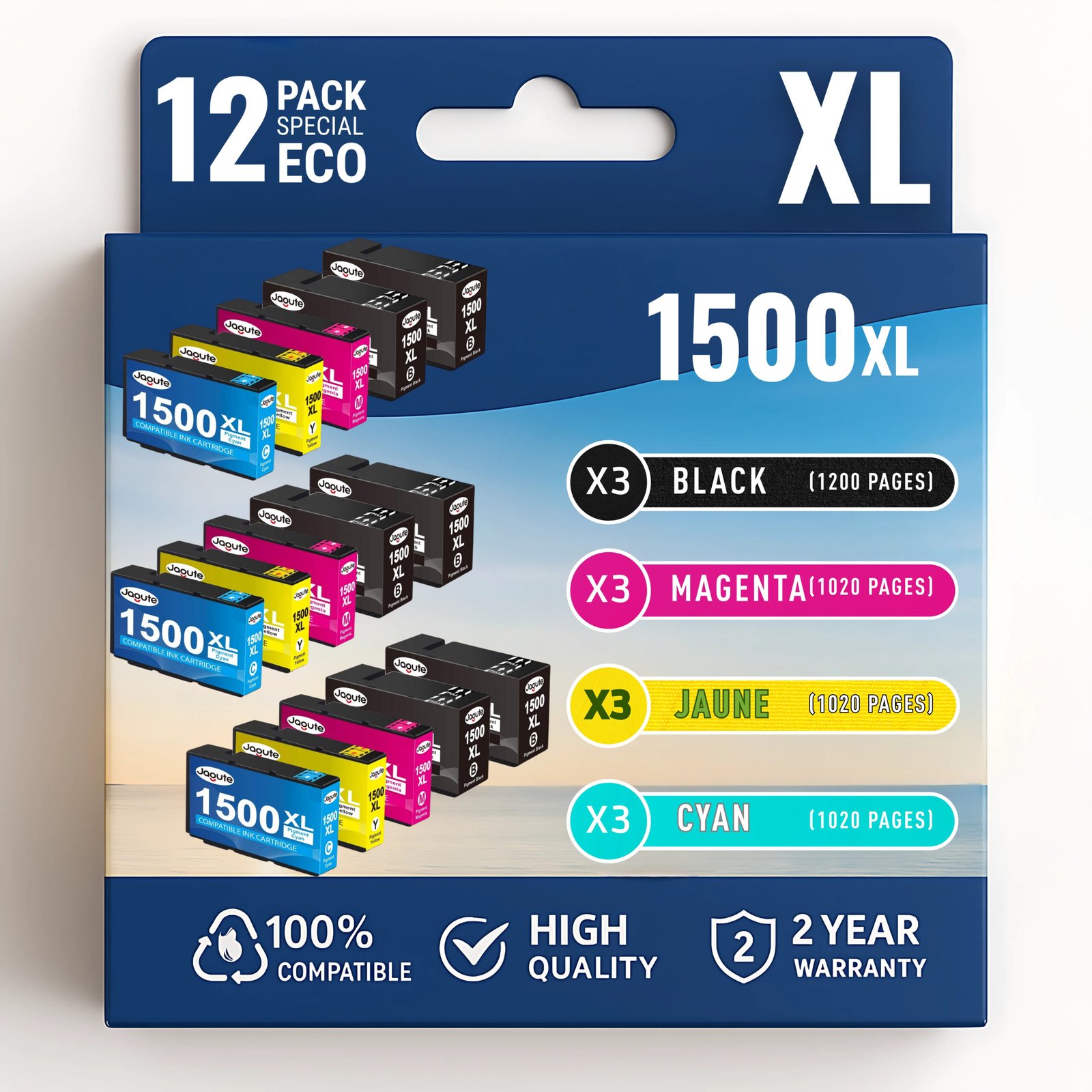 60 Pack 12 cartouches compatibles CANON PGI1500 XL – Image 1