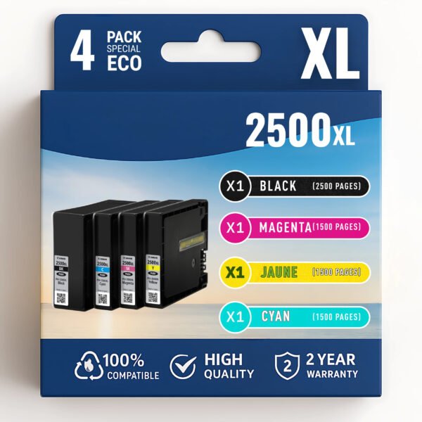 Pack 4 cartouches compatibles CANON PGI-2500XL