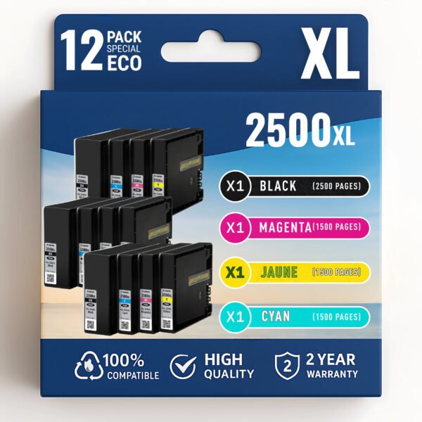Pack 12 cartouches compatibles CANON PGI-2500XL