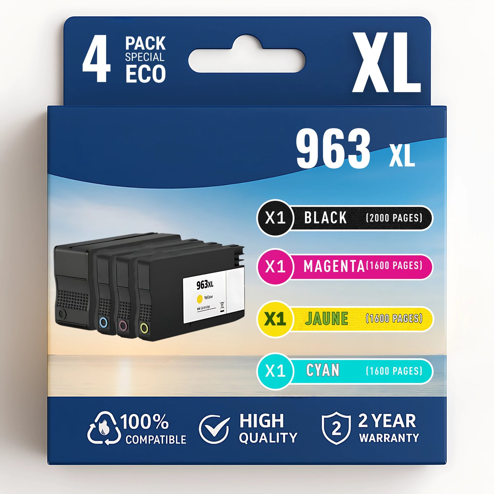 69 Pack de 4 Cartouches Compatibles HP 963XL – Image 1