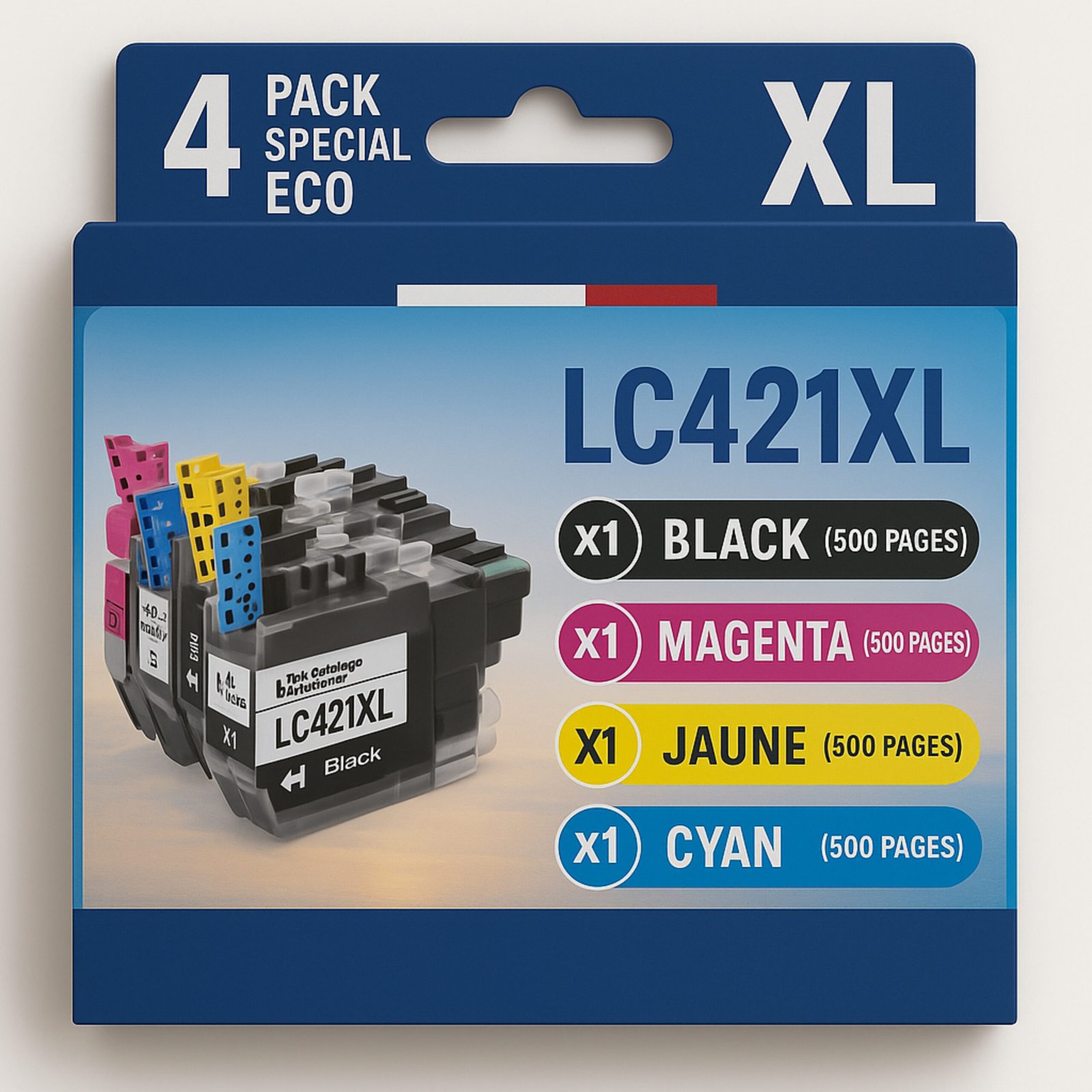 7 Pack compatible Brother LC421 XL, 4 cartouches – Image 1