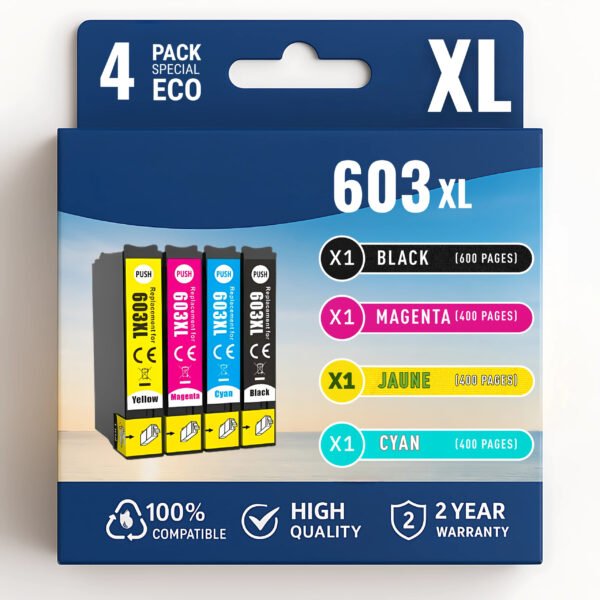 Pack 4 cartouches compatible EPSON 603 XL