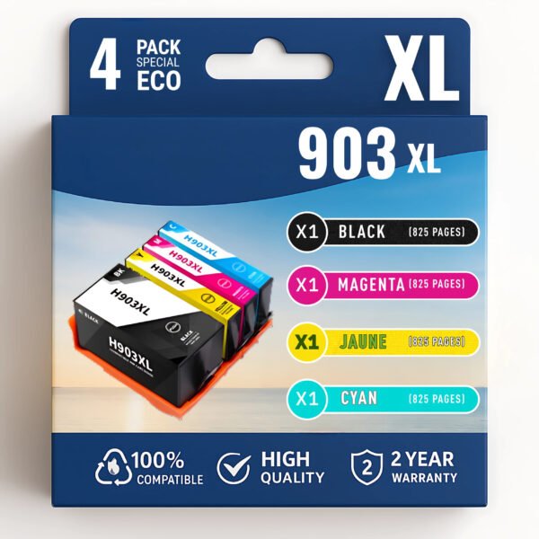 Pack 4 cartouches compatibles HP 903XL