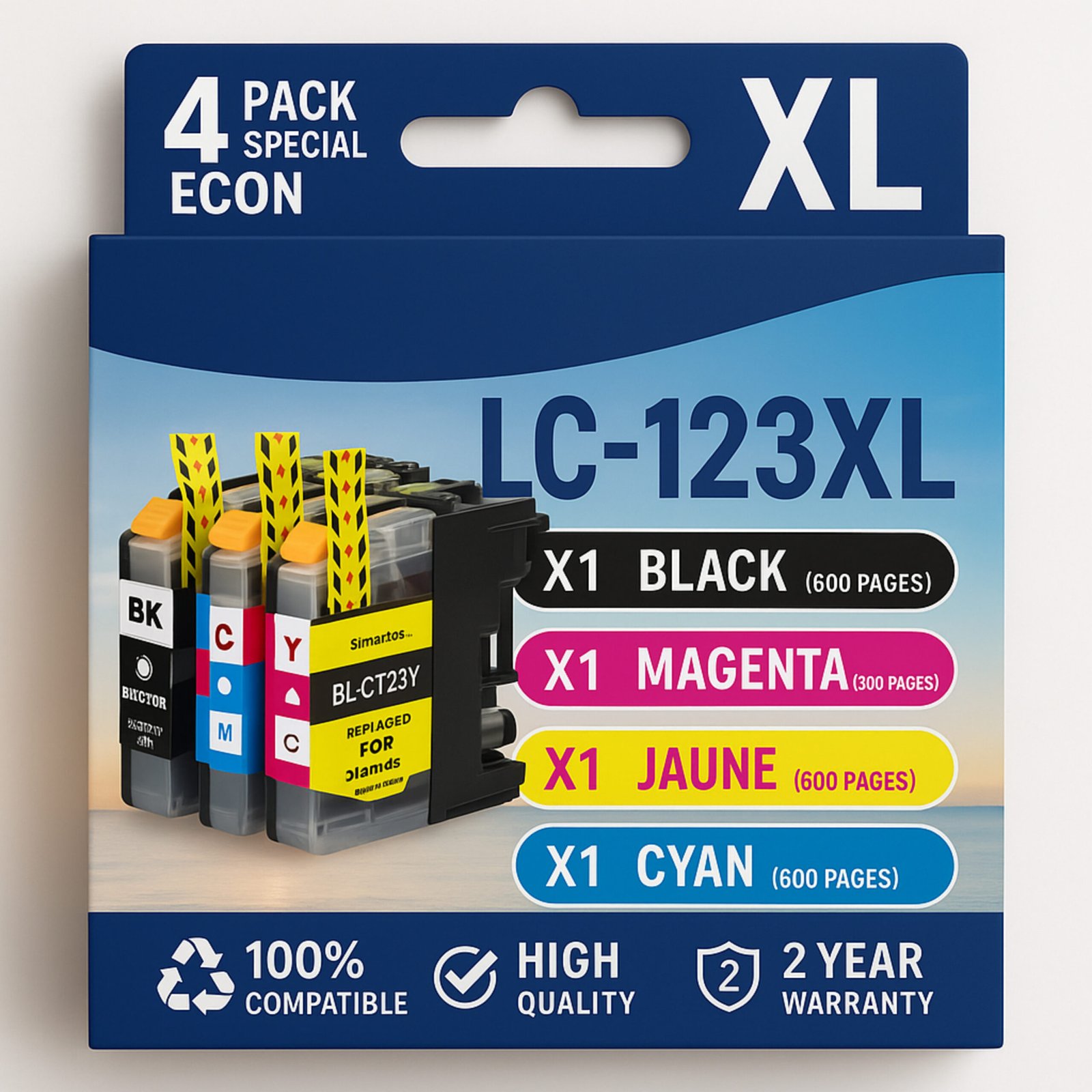 9 Pack de 4 cartouches compatibles BROTHER LC-123 – Image 1