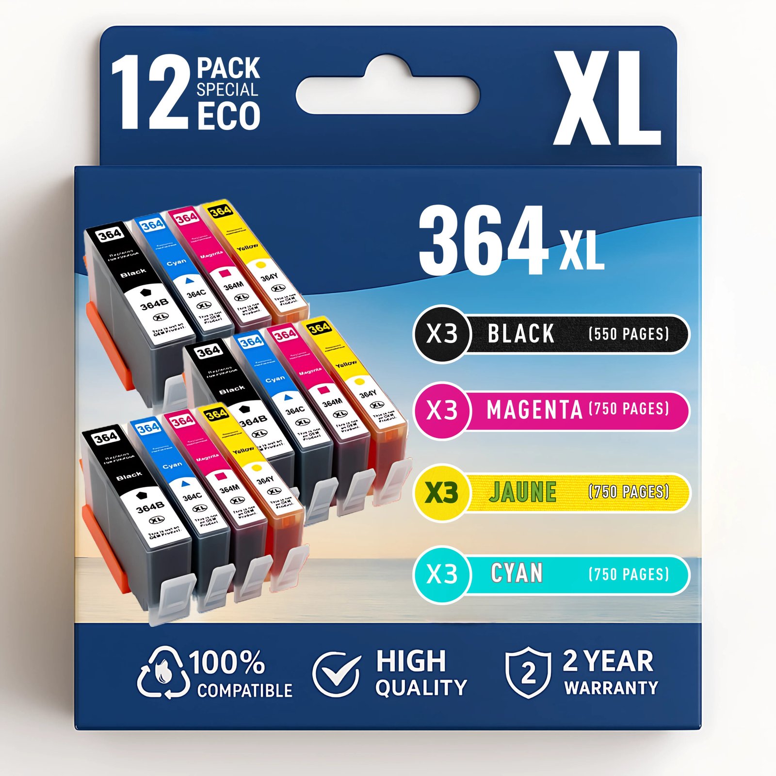 Copie de PIXEL (1) Pack 12 cartouches compatibles HP 364 XL – Image 1