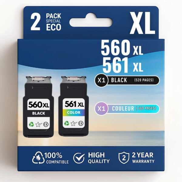 Pack 2 cartouches compatibles avec CANON PG-560 XL/CL-561 XL