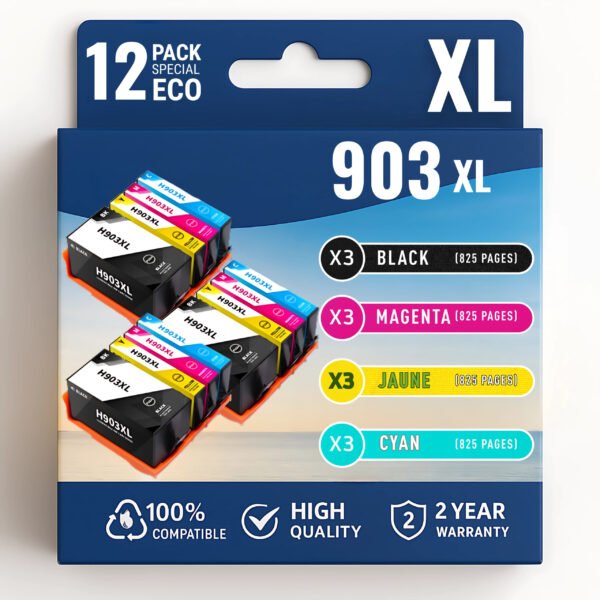 Pack 12 cartouches compatibles HP 903XL