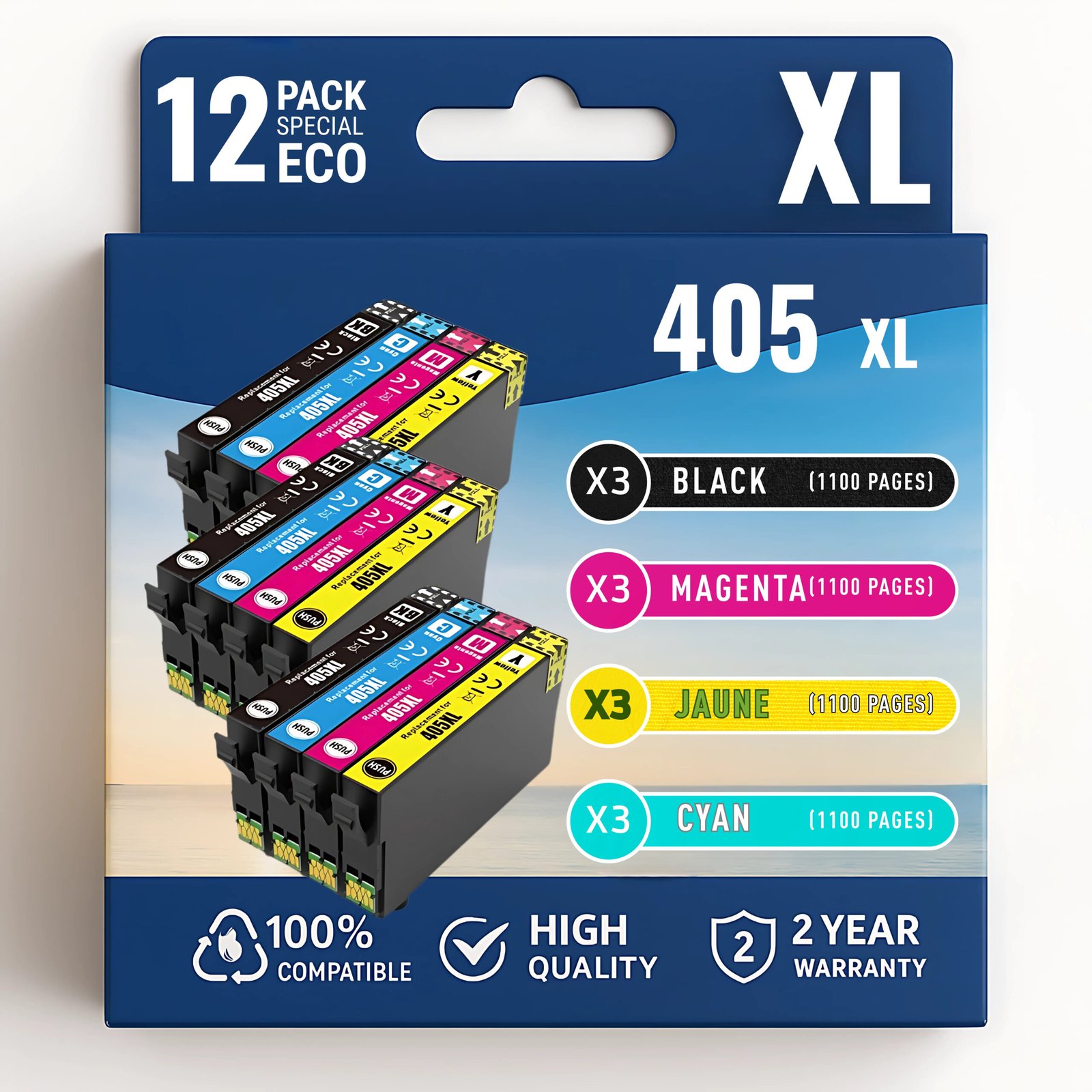 Copie de PIXEL (4) Pack compatible avec EPSON 405 XL 12 cartouches – Image 1