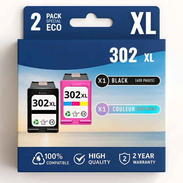 Pack compatible avec HP 302 XL noir et couleur