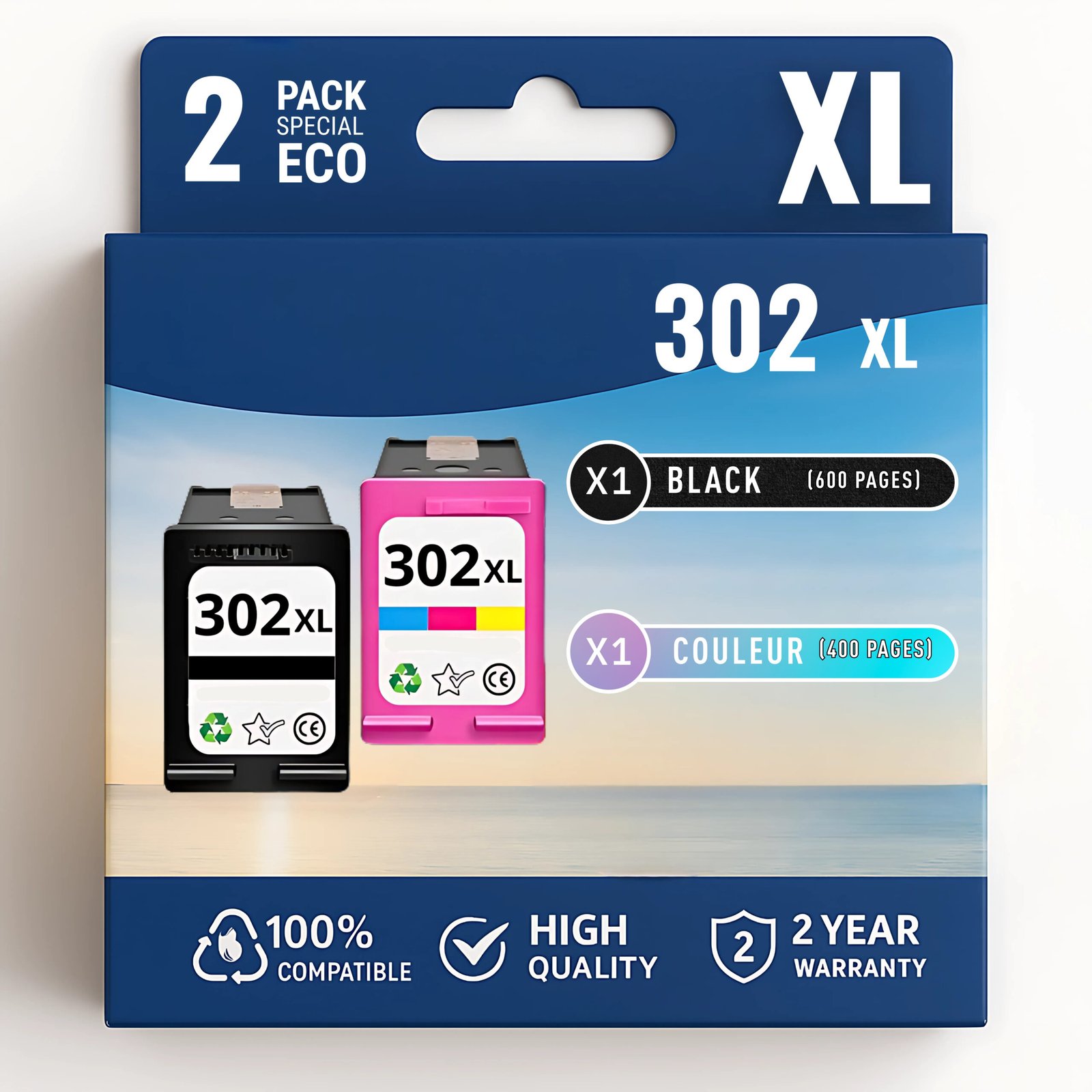 Copie de PIXEL (9) Pack compatible avec HP 302 XL noir et couleur – Image 1