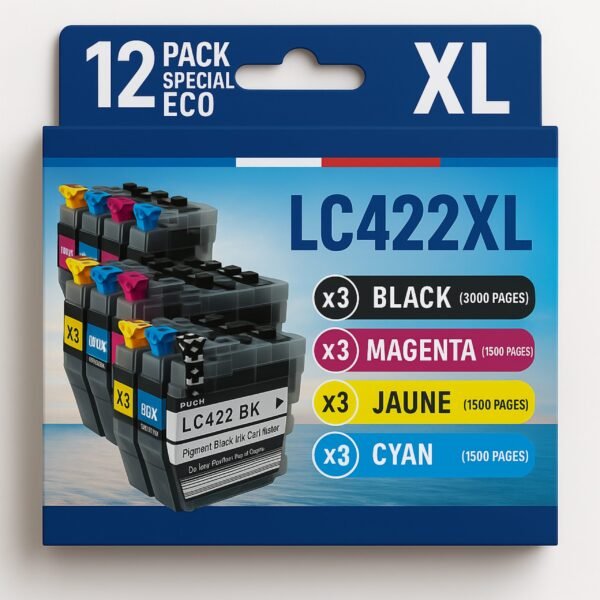 pack de 12 cartouches compatibles BROTHER LC422XL