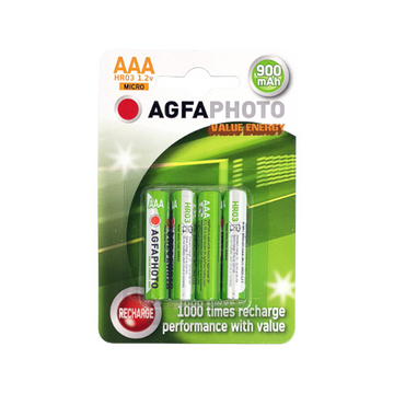Piles rechargeables HR03 (AAA) NiMH 1.2 V 900 mAh (4 pièces)