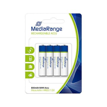 Lot de 4 piles AAA - 1.2V rechargeables MediaRange MRBAT120