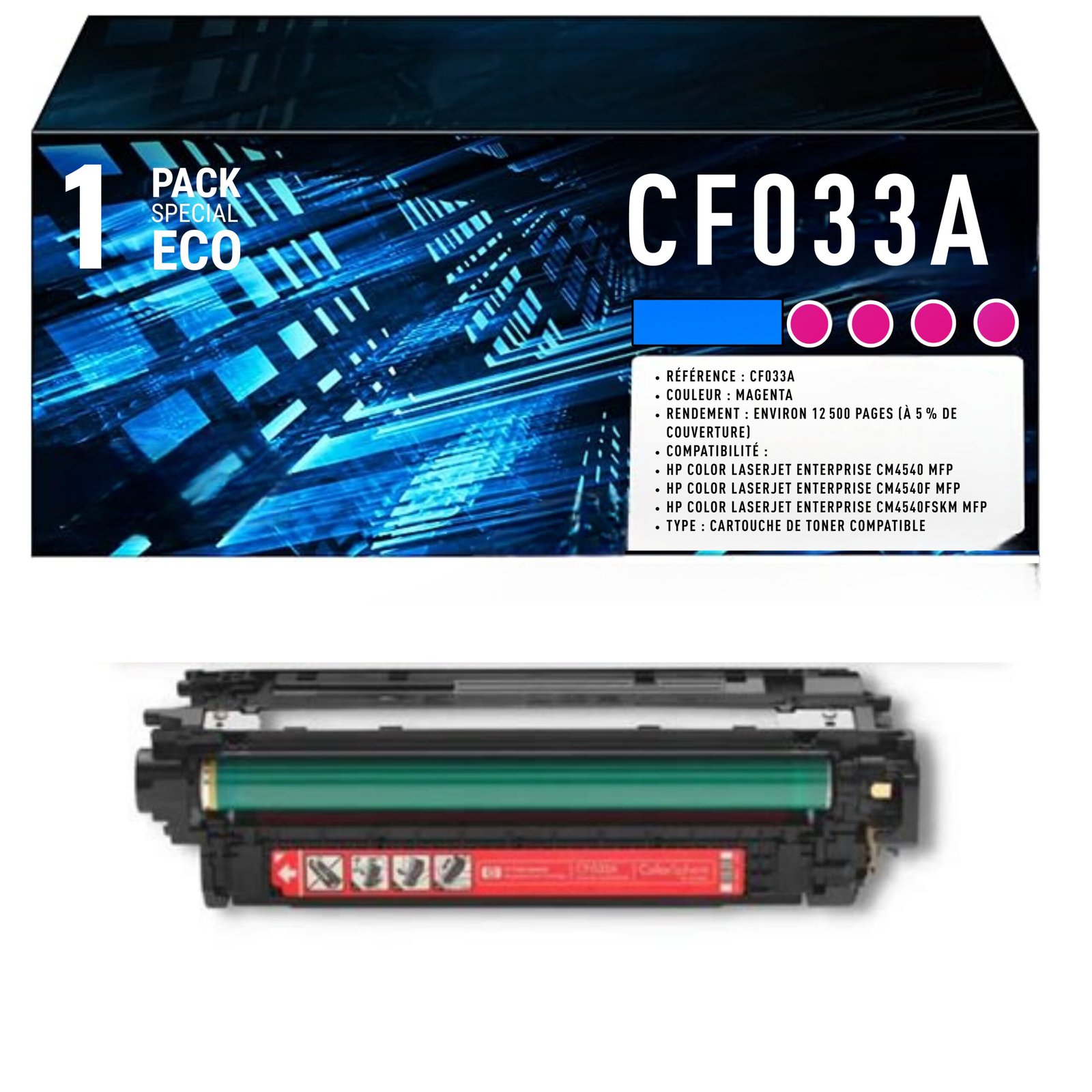 113 Toner compatible HP 646A magenta CF033A – 12500 pages Enterprise CM4540