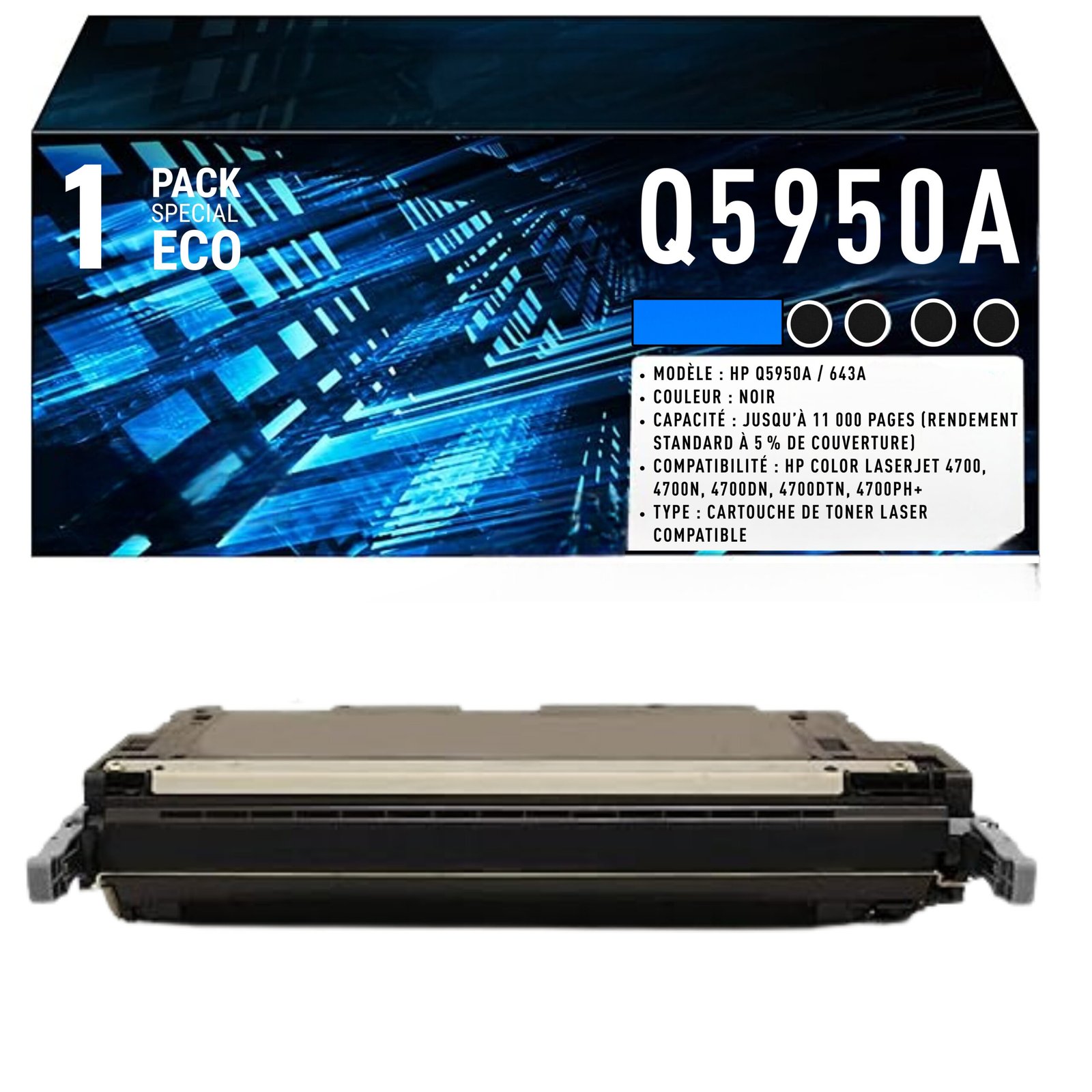 40 Cartouche de Toner Noir Compatible HP 643A (Q5950A) – 11 000 pages – Image 1
