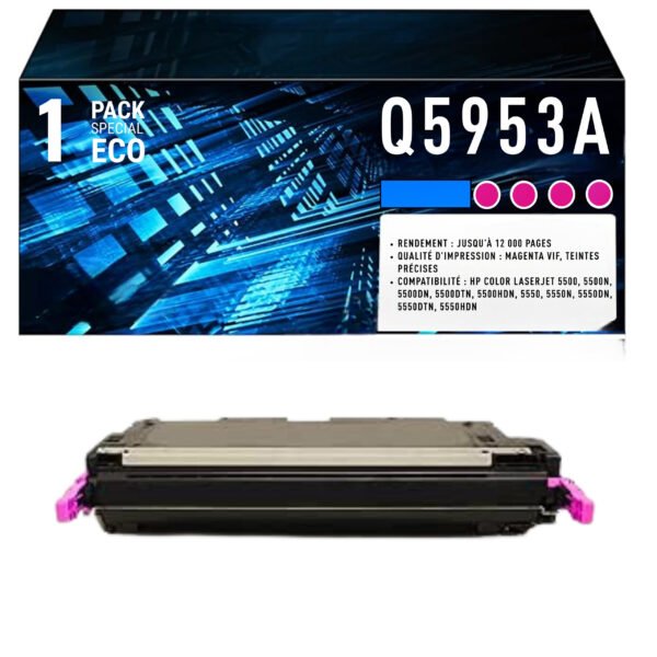 Cartouche de Toner Magenta Compatible HP 643A (Q5953A) – 10 000 pages