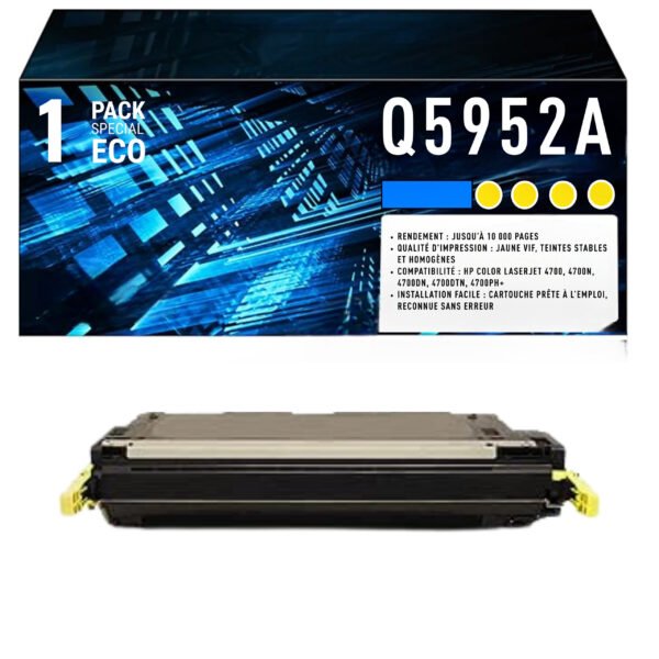 Cartouche de Toner Jaune Compatible HP 643A (Q5952A) – 10 000 pages