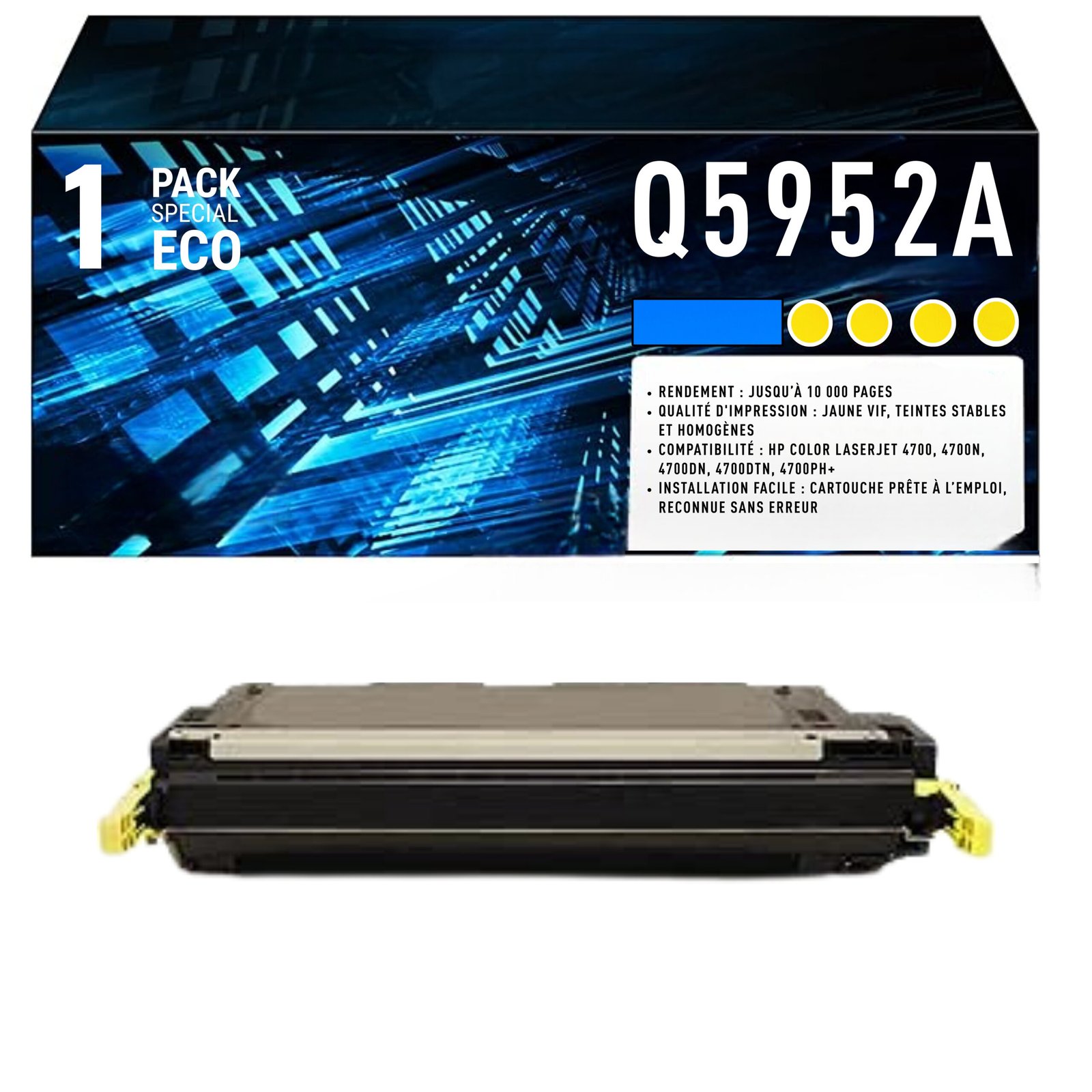 43 Cartouche de Toner Jaune Compatible HP 643A (Q5952A) – 10 000 pages – Image 1