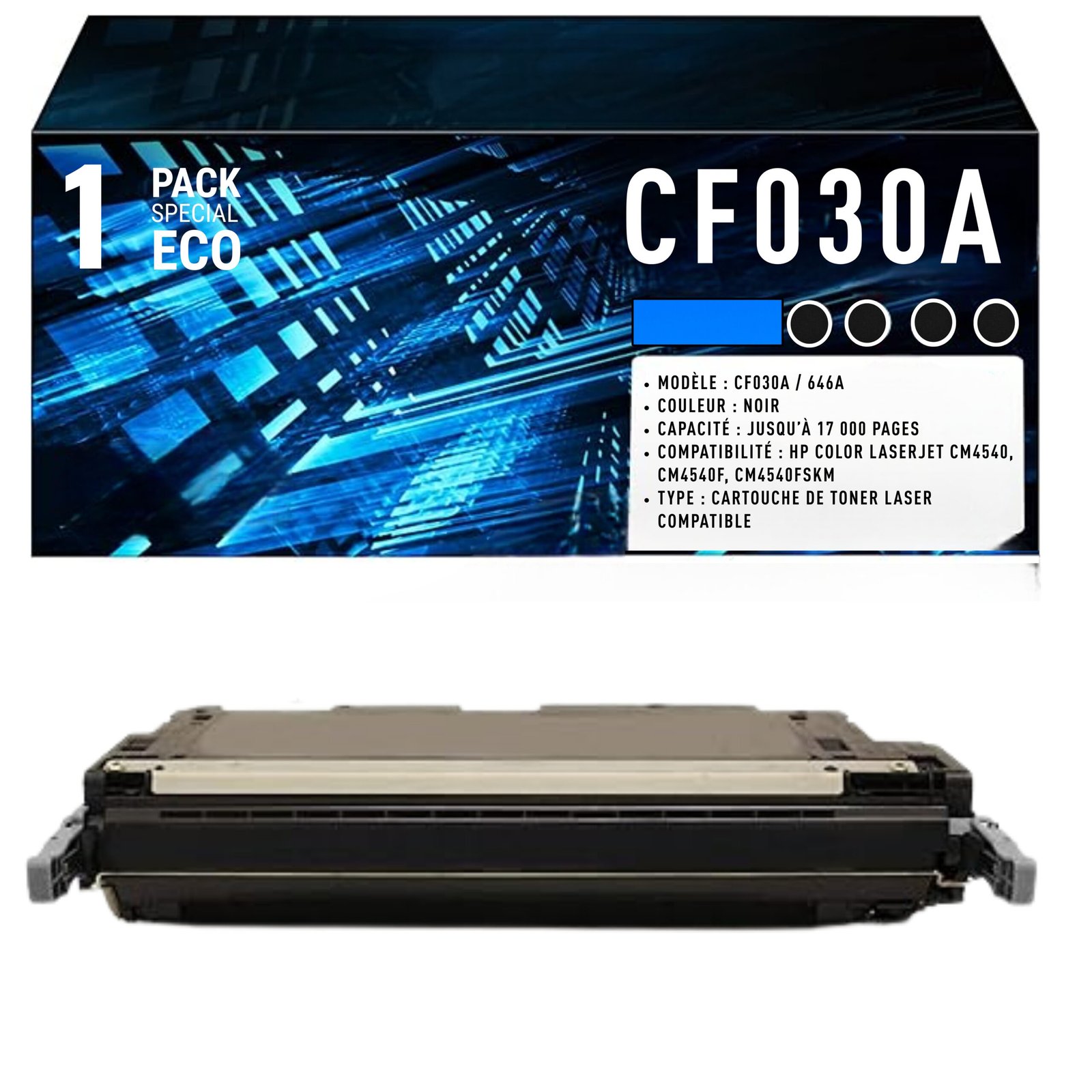 45 Cartouche de Toner Noir Compatible HP 646A (CF030A) – 12 000 pages – Image 1