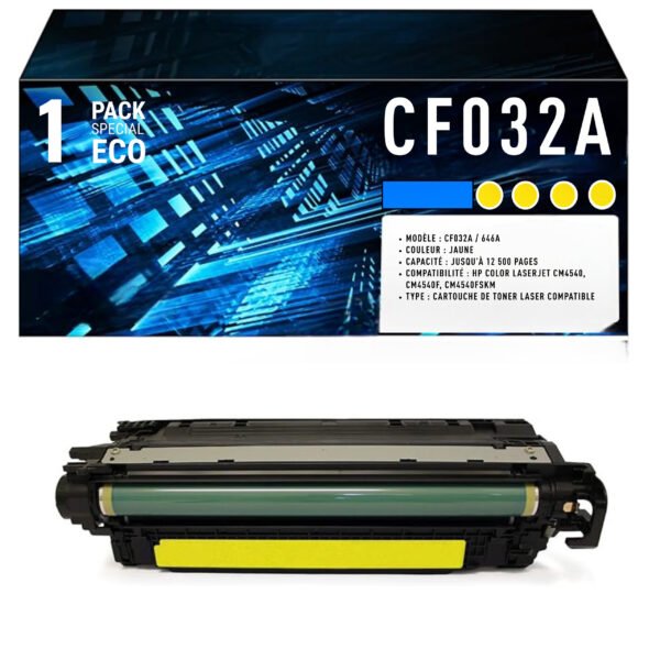 Cartouche de Toner Jaune Compatible HP 646A (CF032A) – 12 500 pages