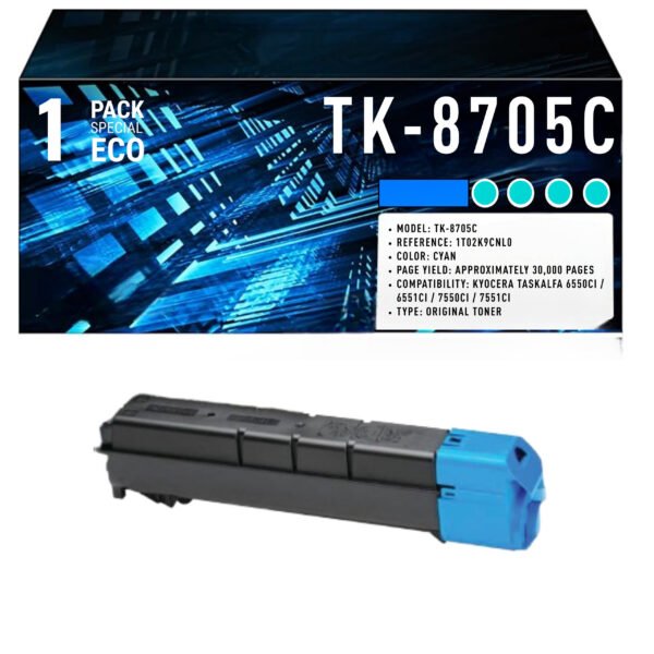 Cartouche de Toner Cyan Compatible Kyocera TK-8705C – 20 000 pages