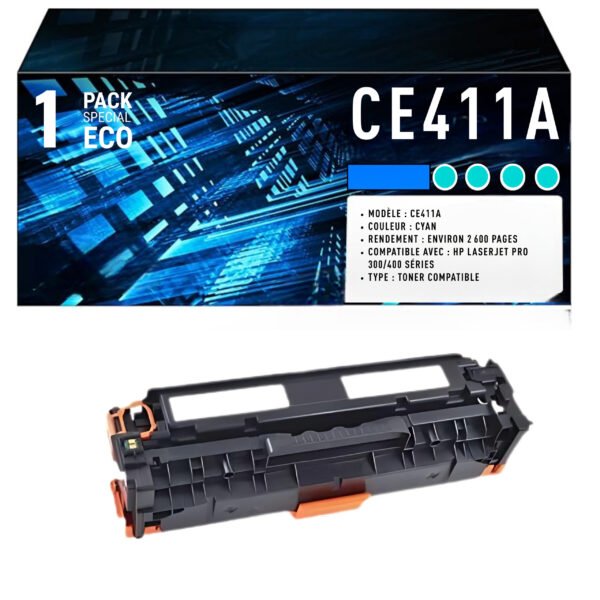 Cartouche de Toner Cyan Compatible HP 305A (CE411A) – 2 600 pages
