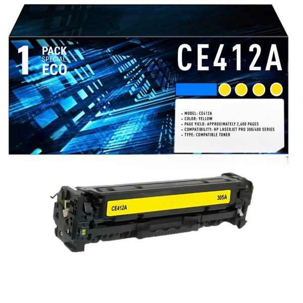 Cartouche de Toner Jaune Compatible HP 305A (CE412A) – 2 600 pages